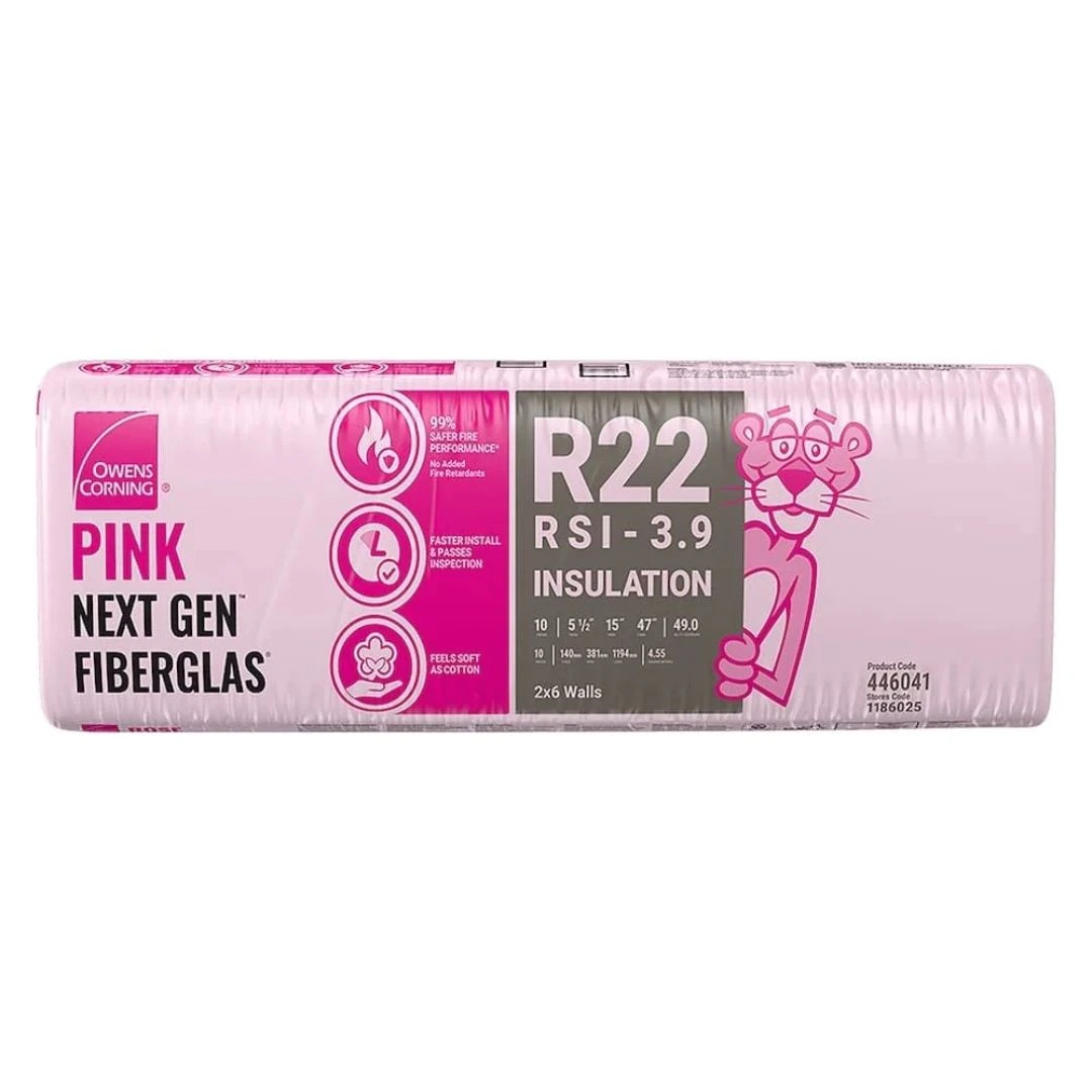 R-22 Owens Corning PINK Next Gen Fiberglass Insulation – 15" x 47" x 5.5" (49 Sq. Ft.)