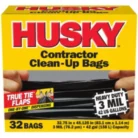 Husky contractor clean-up bags – heavy duty black garbage bags for construction waste