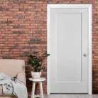 “1 Panel Shaker Solid Core Door Slab with smooth primed surface, ready for paint and noise reduction.”