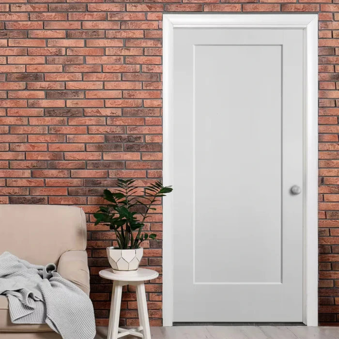“1 Panel Shaker Solid Core Door Slab with smooth primed surface, ready for paint and noise reduction.”