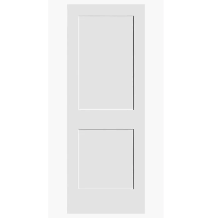 2 Panel Shaker Solid Core Interior Door in white, modern MDF slab design