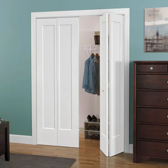 Bifold 1-Panel Shaker Hollow Core Interior Door – Primed White