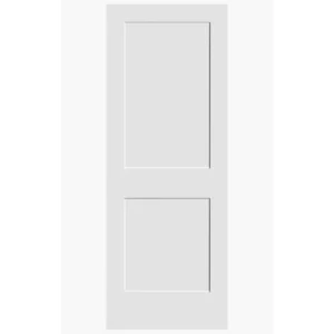 “2 Panel Shaker Solid Core Door Slab with primed finish, solid wood core, ready for painting and sound reduction.”