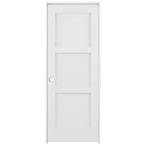 3 Panel Shaker Solid Core Pre-Hung Interior Door with smooth white finish