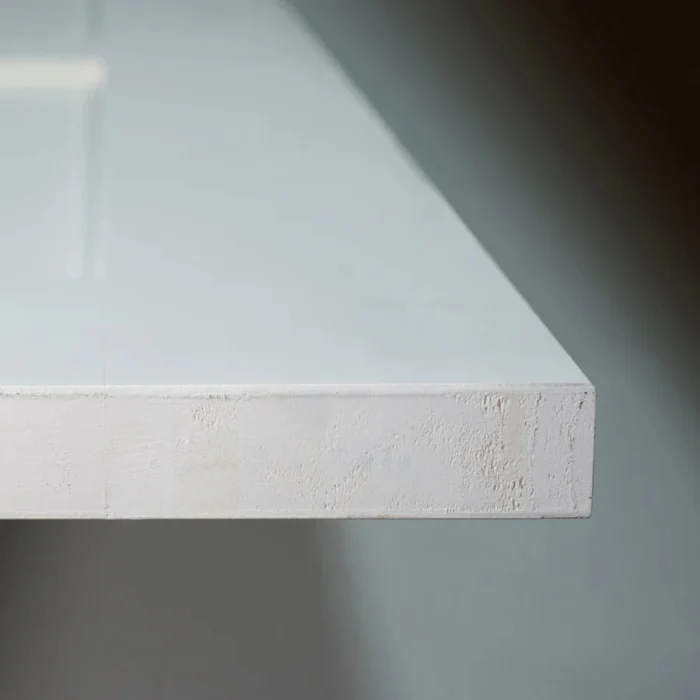 “3 Panel Shaker Solid Core Door Slab with primed finish, solid wood core, paint-ready, and sound-reducing.”