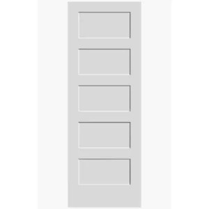 5 Panel Shaker Solid Core Interior Door – White Primed Modern Door