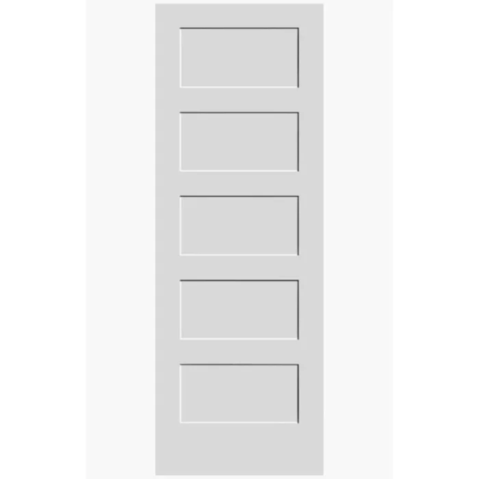5 Panel Shaker Solid Core Interior Door – White Primed Modern Door