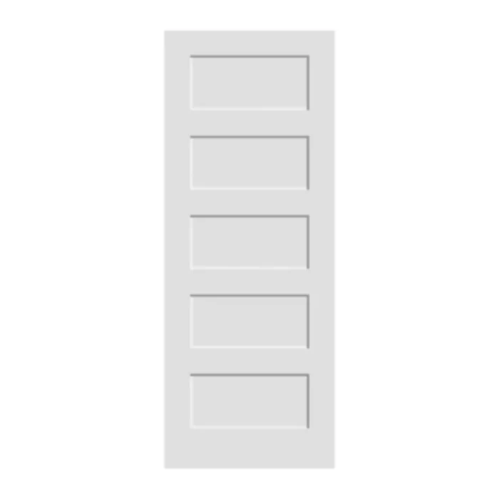 5 Panel Shaker Solid Core Interior Door – White Primed Modern Door