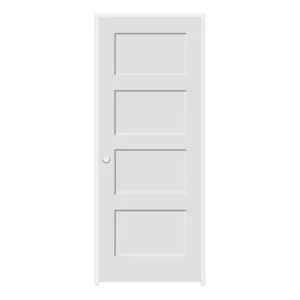 5 Panel Shaker Solid Core Prehung Door White Front View