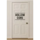 White six-panel hollow core door with black “HOLLOW CORE” stamp centered on it