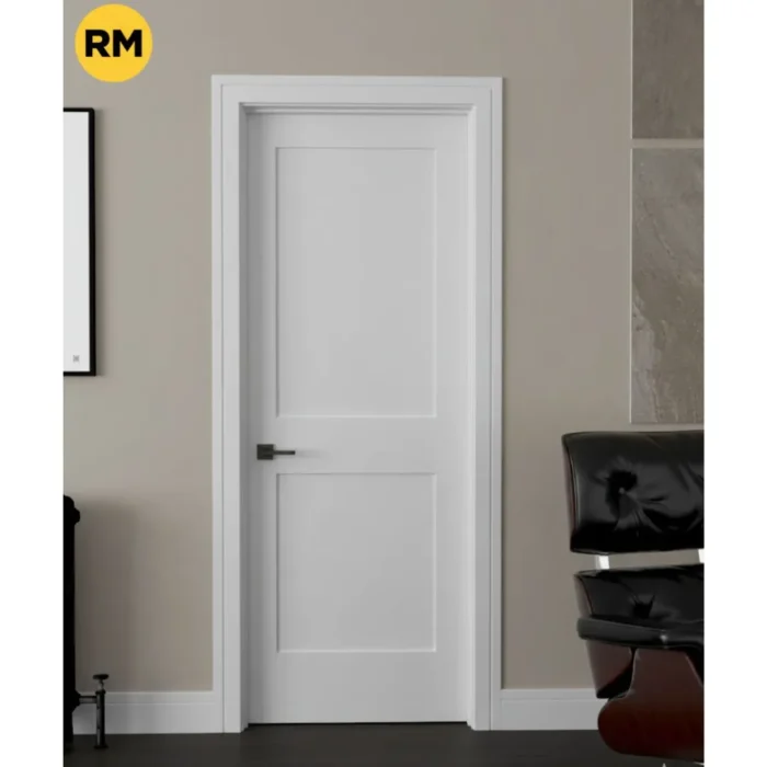 Elegant White 2 Panel Shaker Solid Core Door Installation White 2 Panel Shaker Solid Core Door Installed in Interior Room