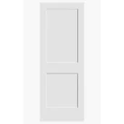 2 Panel Shaker Solid Core Pre-Hung Interior Door with smooth white finish and modern minimalist design