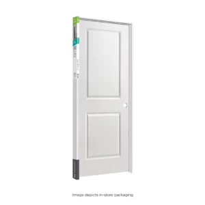 2 Panel Shaker Solid Core Pre-Hung Interior Door with smooth white finish and modern minimalist design