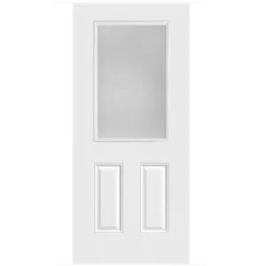 White 1 Lite Over 2 Panel Steel Door on Dark Blue Background