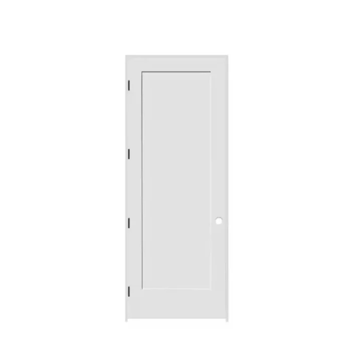 White single-panel Shaker-style interior door on a plain background.
