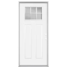 "6 Lite Over 2 Panel White External Grid Clear Glass High Definition Steel Door Installed – Exterior Entry Door"