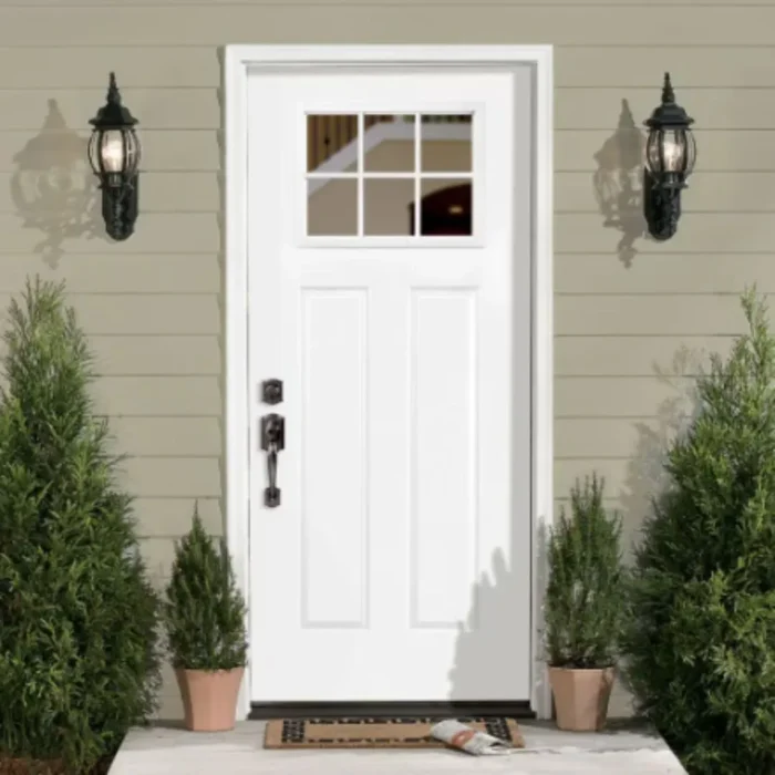 Installed High Definition Steel Door with 6 Lite Grid and Two Lower Panels