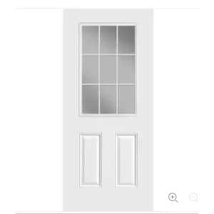 9 Lite Over 2 Panel White Clear Glass High Definition Steel Exterior Door
