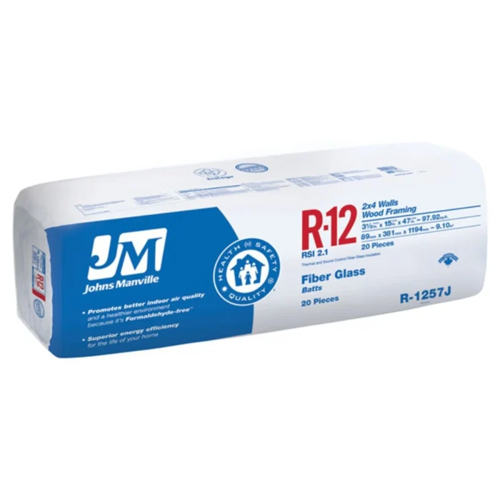 Johns Manville R12 Fiberglass Batt Insulation for 2x4 Walls and Wood Framing