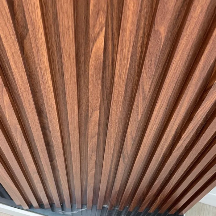 Red Cedar 4 Track Louver Fluted WPC Wall Panel Close-Up