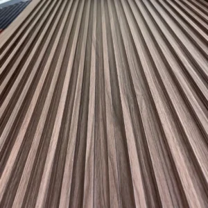 Zebrano fluted louver wall panels commercial interior Toronto