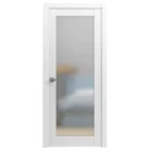 Interior solid core frosted glass 1-panel shaker door slab